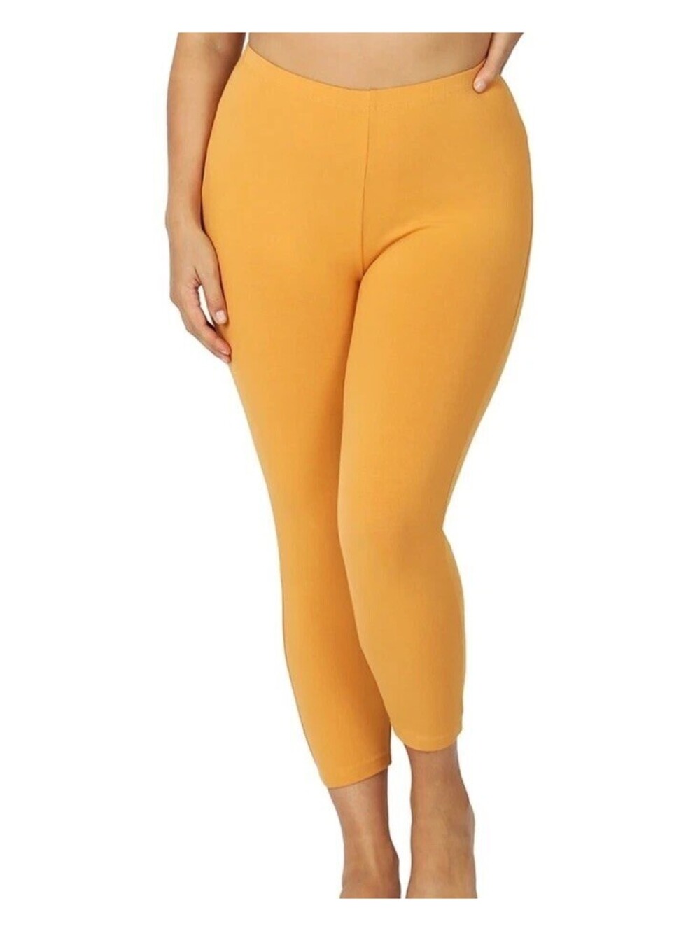 Zenana Outfitters Premium Cotton Mid-High Rise Capri Leggings Cropped Legging M